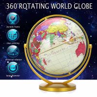 14CM/25CM Gold World Globe Map 360° Rotating With Stand School Geography Educational Supplies Kids Exploring Home Office Decor