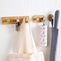 Multifunctional Stainless Steel Bamboo Wood Hook Storage Rack Wall Mounted Hooks Kitchen Bathroom Supply