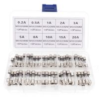 100Pcs Set 5x20mm Quick Blow Glass Tube Fuse Assorted Kits Fast-blow Glass Fuses 10A-20A Electrical Circuitry Parts