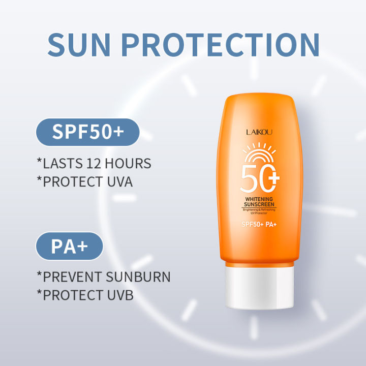 laikou-ครีมกันแดดไวท์เทนนิ่ง-50-กรัม-spf50-pa-uva-uvb-ป้องกันใบหน้าและร่างกายครีมกันแดดกันน้ำสดชื่น