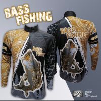 เสื้อตกปลา JK THAILAND ลาย BASS FISH สีดำ  ป้องกันรังสี UV 80-90% สีไม่ตก แห้งเร็ว