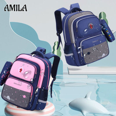 AMILA กระเป๋าเป้สะพายหลังกันน้ำความจุขนาดใหญ่ของเด็ก