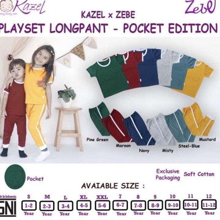 แบรนด์เทศกาล-kazel-x-zebe-playset-longpants-pocket-edition-เสื้อเชิ้ตสูท-สําหรับเด็ก