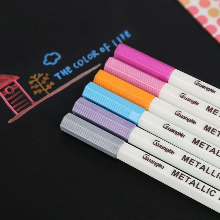สุดคุ้ม-metallic-markers-pen-ปากกาเมทัลลิก-ปากกาเขียนกระดาษดำ-10-สี-ราคาถูก-ปากกา-เมจิก-ปากกา-ไฮ-ไล-ท์-ปากกาหมึกซึม-ปากกา-ไวท์-บอร์ด