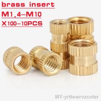 ► 10-100pcs Injection Molding Brass insert nut m1.4 M2 M2.5 M3 M4 M5 M6 M8 M10 1/4-20UNC Brass Round Knurled Thread Inserts Nuts