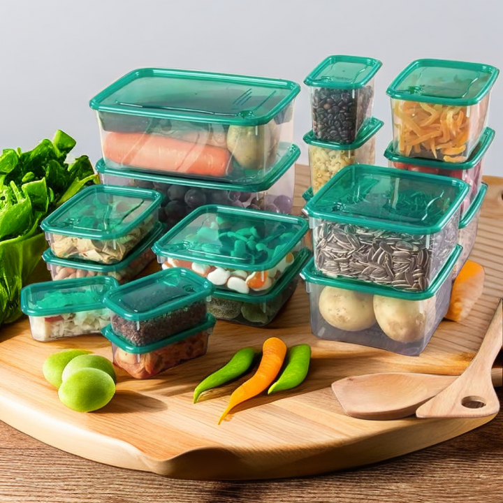 17pcs/set Refrigerator Kitchen Container Food Storage Box Grains Beans