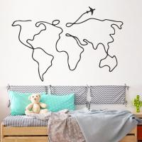 Creative Airplane Travel World Map Wall Decal Personalized Kids room Vinyl Wall Sticker Creative Home Decoraton Bedroom Decals