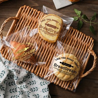 100Pcs Bread Dream Transparent Self-adhesive Packaging Bags Baking Sliced Toast Sandwich Snack OPP Package