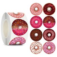 50-500pcs Donuts Sticker 1inch Colorful Kids Label Baking Store Decorations Classroom Teacher Encourage Student Reward Stickers Stickers  Labels