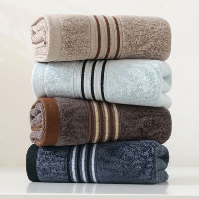 【CC】 T183A wholesale 34cmx74cm navy blue light grey brown Cotton stripe bath towel Face