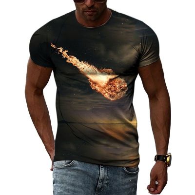 Summer New Meteor graphic t shirts For Men Fashion Personality Creative Pattern Tees Outdoors Casual Printed Round Neck Tees