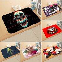 [A Warm] HalloweenSkull พรมเช็ดเท้า FoamFloor พรมปูพื้นในร่มกลางแจ้ง WelcomeHomeDecoration Washable Mat