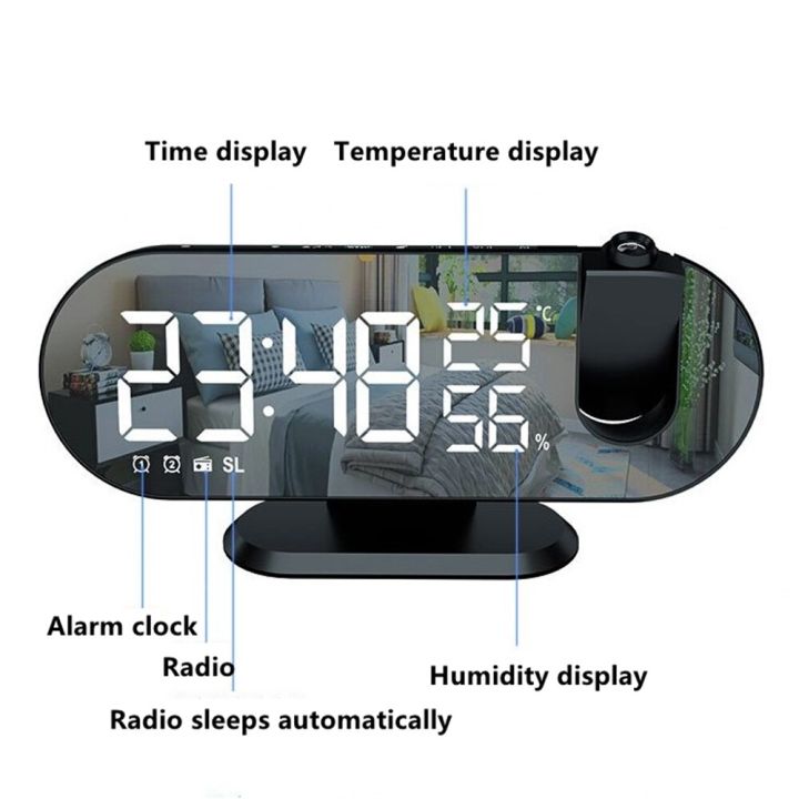 นาฬิกาปลุกเครื่องฉายนาฬิกาปลุก-led-ระบบดิจิทัลพร้อมนาฬิกาตกแต่งบ้านเตือนนาฬิกาตั้งโต๊ะไฟฟ้าชาร์จวิทยุยูเอสบีสุดสร้างสรรค์