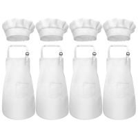 8 Childrens Apron and 8 Chefs Hat Sets, Adjustable Childrens Apron for Boys and Girls