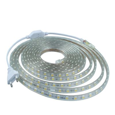 【CW】 Waterproof SMD 5050 led tape AC220V warm white flexible strip 60 leds/Meter outdoor garden lighting with EU Power plug