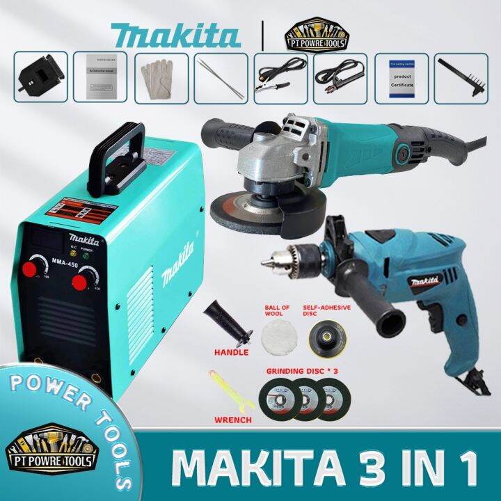 Makita 3 In 1 Mma500 Portable Igbt Inverter Welding Machine 870W Drill And Angle grinder