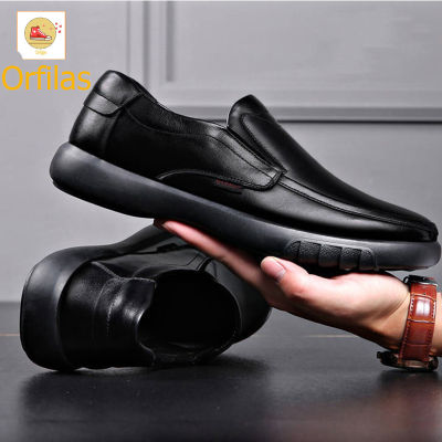Orfilas รองเท้าหนังผู้ชายแบบสวมแบบสวม, รองเท้าหนังระบายอากาศสำหรับนักธุรกิจสีดำ, รองเท้าขับรถ น้ำหนักเบาและระบายอากาศได้ดี