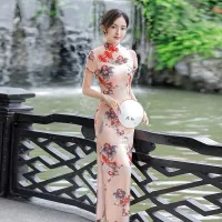 [COD]22ใหม่สไตล์ฤดูร้อนตาข่าย Cheongsam ผู้หญิงปรับปรุงชุด Toasting ชุดจีนยืด Slim-Fit ยาวแบบดั้งเดิม Sg