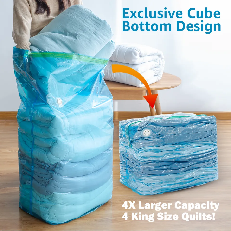Cube Space Saver Vacuum Storage Bags Jumbo 4 Pack of 31x40x15 Inch