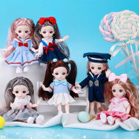 112 Mini Lovely BJD Doll Toys For Girls 13 Joint Movable 6 Inch 3D Eyes Beautiful Dress Long Curls Dress up Dolls Birrhday Gift