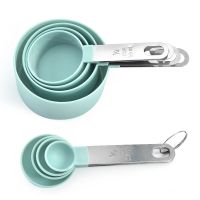 8Pcs/Set Baking Accessories Multi Purpose Measuring Tools Stainless Steel Handle Spoons/Cup PP Kitchen Gadgets Pure Color Cables