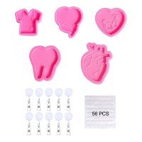 blg 5 Pcs Doctor Theme Resin Molds Badge Reel Molds with Retractable Badge Holders 【JULY】