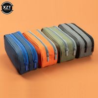 ☊☍ Double zipper camouflage canvas pencil case Boys pencil bag School stationery bag Student pen case School supplies storage bags