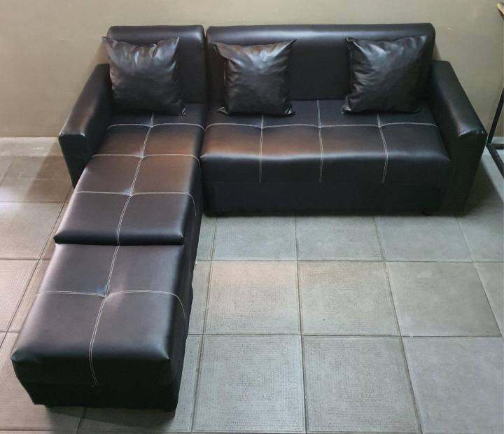sofa set L shape black leather Lazada PH