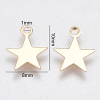 200pcs Iron Charms for DIY Jewelry Making Nickel Free Star/Leaf Light Gold/Silver Color For Jewelry Making- 10x8x0.5mm/14x6x0.5mm, Hole: 1mm