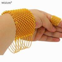 {Latin Fan} WDZUIAI ดีไซน์ใหม่24K แหวนกำไลข้อมือพู่สีทองชุดเครื่องประดับเครื่องประดับปาร์ตี้งานแต่งงานเจ้าสาวผู้หญิงฝรั่งเศสดูไบแอฟริกัน