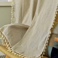 Boho Curtains Modern Farmhouse Cotton Linen Embroidery Tassel Window Semi-Blackout Curtains in the Living Room Decor 1pc TJ3660