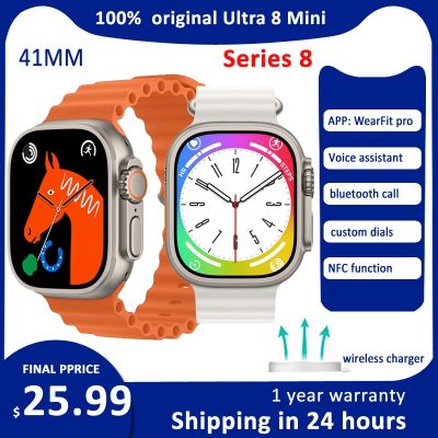 ZZOOI Ultra 8 Mini Smart Watch 41mm NFC Women Fitness Smartwatch Series 8 Bluetooth Call Heart rate Wireless Charge Waterproof Watch