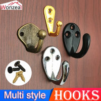 Metal Hooks Wall Hanger With Screws Silver Black Small Antique Curved Zinc Alloy Hooks For Bathroom Furniture Hardware