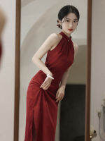 ใหม่ cheongsam ชุดโมเดิร์นจีน trational แขนกุดยาว cheongsams qipao VINTAGE Oriental งานแต่งงานผู้หญิง dresses