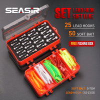 SEASIR 76 Pcs Fishing Set Lead hook soft bait Mixed Plastic box Waterproof Lure bait Multifunctional Double Side Box Full swimming layer Fishing Gear Case Worm T-tail Hard Bait Artificial bait Fishing Tackle Accessories