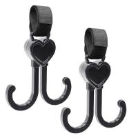 Stroller Carabiner 360 Degree Rotating Bag Hooks For Stroller 2 Pack Heart Shape Bag Hooks For Stroller Stroller Hooks Adjustable Stroller Bag Organizer For Jogging charitable