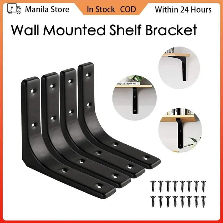 4pcs Wall Mounted Shelf Bracket L Shaped Right Angle bracket Heavy Duty ...