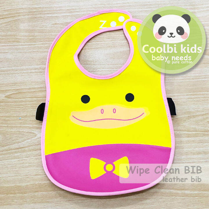 Coolbi Kids Leather Bib baby bib Fun Zoo Button Lock Bib waterproof bib