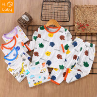 Childrens Air Conditioning Room Clothing Boys and Girls Baby Summer Thin Breathable Pajamas Suit 3/4 Sleeve Homewear