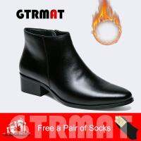 รองเท้าหนังวัวแท้ GTRMAT รองเท้า Zip Top Top Toe Boots กับฤดูหนาวสไตล์วินเทอร์ให้รองเท้าอุ่น ๆ สำหรับ Meni