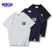 MBBCAR เสื้อยืดผู้ชายแขนสั้นแบบสวมหัวคอกลมแขนสั้นพิมพ์ลายตัวอักษรรถมอเตอร์ไซค์200กรัมแบบคลาสสิก2023ฤดูร้อน