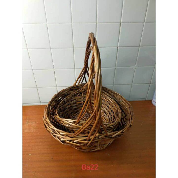 🌹READY STOCK🌹Bakul bertangkai basket bulat BAKUL ROTAN /(BA22 ） | Lazada