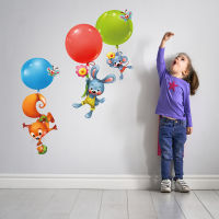 Cartoon animal Wall sticker squirrel rabbit balloon art kids childrens room home decor decoration stickers
