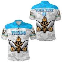 Custom Text &amp; Number Gold Coast Titans Polo Shirt  Gladiator Camouflagesize：XS-6XL