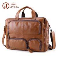 [COD] Briefcase 17 Inch Mens Laptop Business Multifunctional Leather Top Layer Cowhide