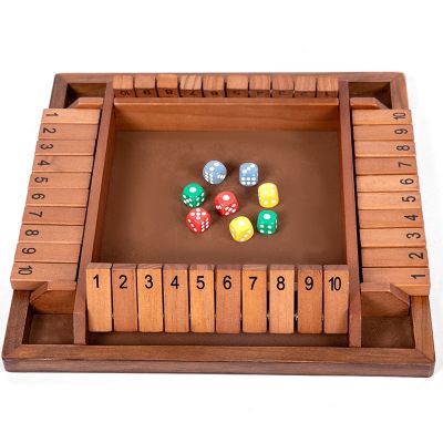 [COD] wooden four-sided flop board parent-child interactive bar toy entertainment and leisure drinking order