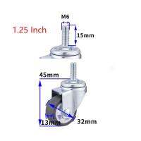 4 Pcs/Lot Casters 1.25 Inch Gray TPE Screw Caster M6 Silent Wheel Diameter32mm Household Universal Wheel