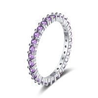 Luxury Design S925 Sterling Silver Rings Luxury Amethyst Diamond Row Rings Ladies Stackable Hot Sale Holiday Gifts