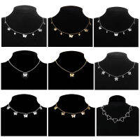 HotBohemian น่ารักผีเสื้อ Choker สร้อยคอหลายชั้นสำหรับผู้หญิงทองเงินสี Clavicle Chain Vintage Statement Chic เครื่องประดับ