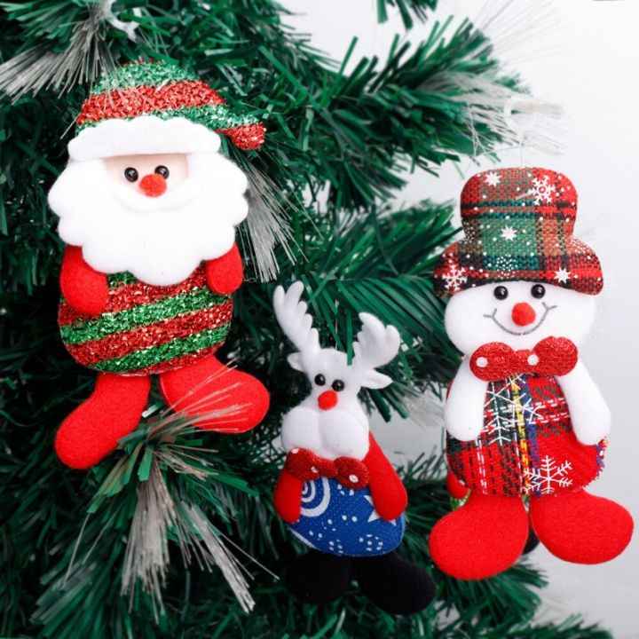 ของขวัญคริสต์มาส-diy-จี้ตุ๊กตาผ้าคริสต์มาส12ชิ้นจี้ต้นไม้คริสมาสต์ในบ้านซานตาคลอสมนุษย์หิมะ